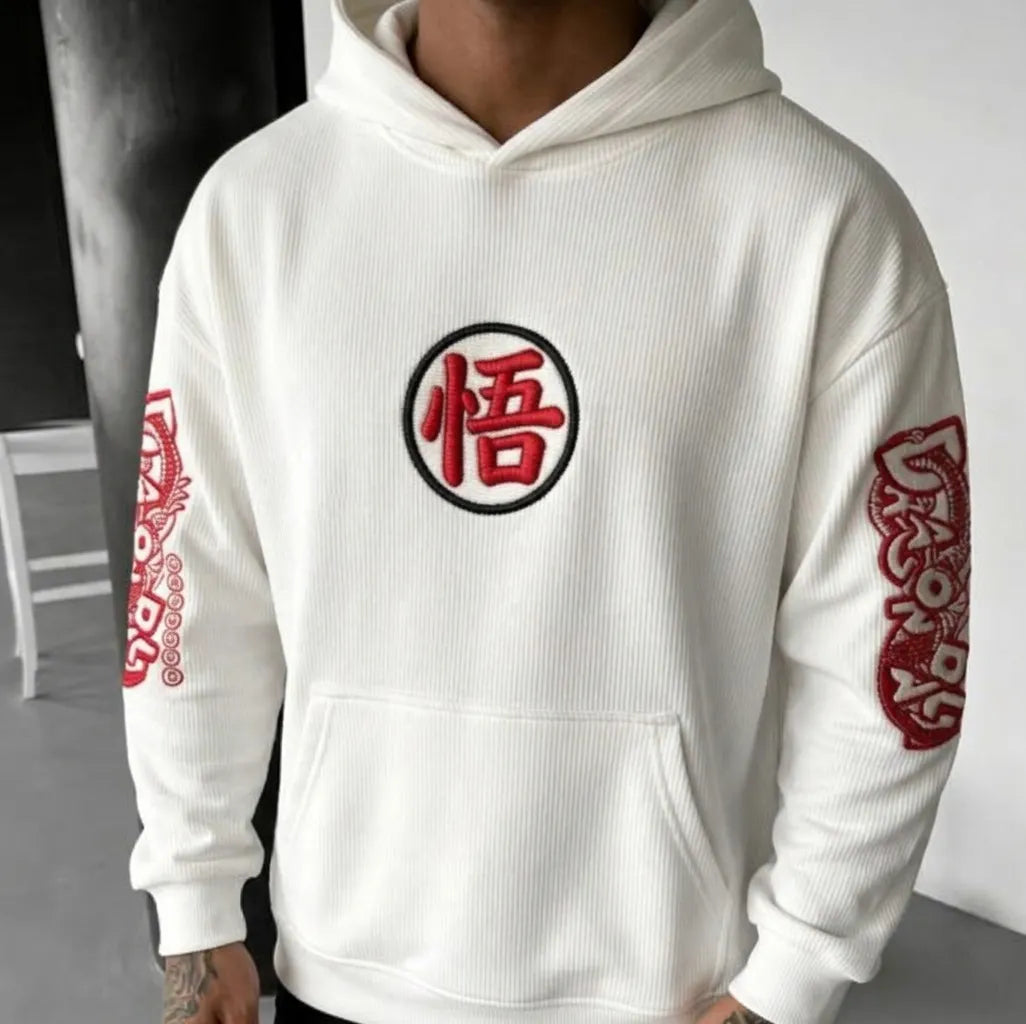 Unisex Oversized Casual Anime-print Corduroy Hoodie