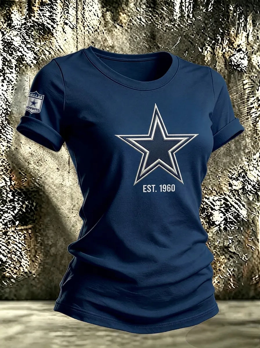 Women's Casual Football Print T-Shirt