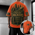Unisex Loose-Fit Vertical-Stripe Short-Sleeve T-Shirt With Rugby Print