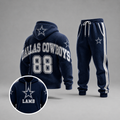 Casual Football Print Long Sleeve Drawstring Tracksuit Hoodie Set