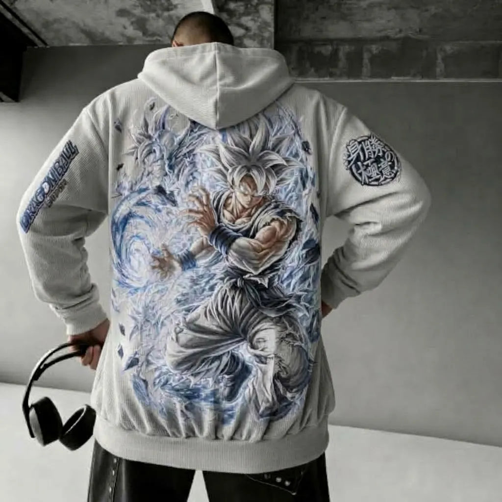 Unisex Oversized Casual Anime-print Corduroy Hoodie