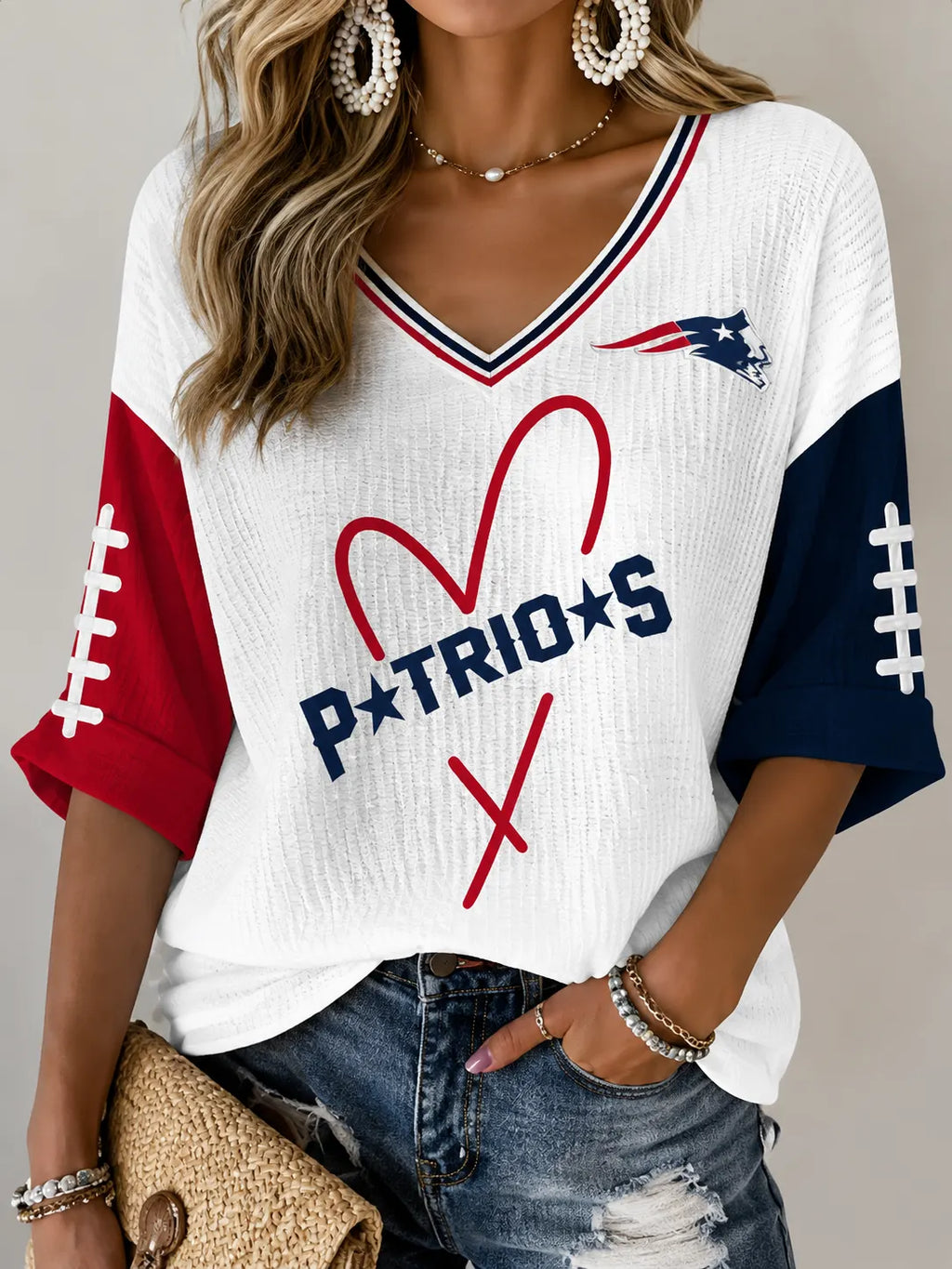 Women's Casual Football Print T-Shirt