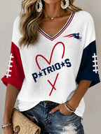 Women's Casual Football Print T-Shirt