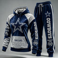 Women's Casual Football Print Hoodies Set