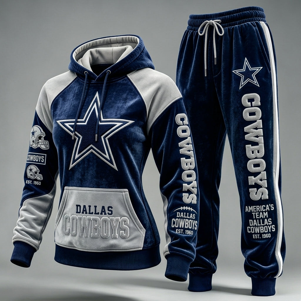 Women's Casual Football Print Hoodies Set