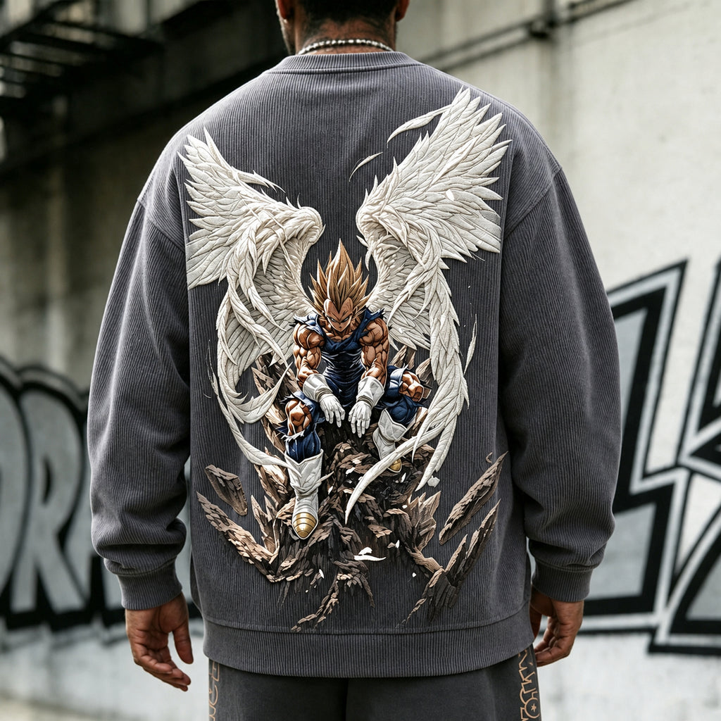 Unisex Retro Corduroy Sweatshirt In Anime Style