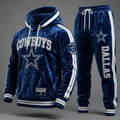 Unisex Casual Football Velvet Fabric Print Hoodies Set