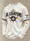 Men's Baseball Print Waffle Long Sleeve T-Shirt