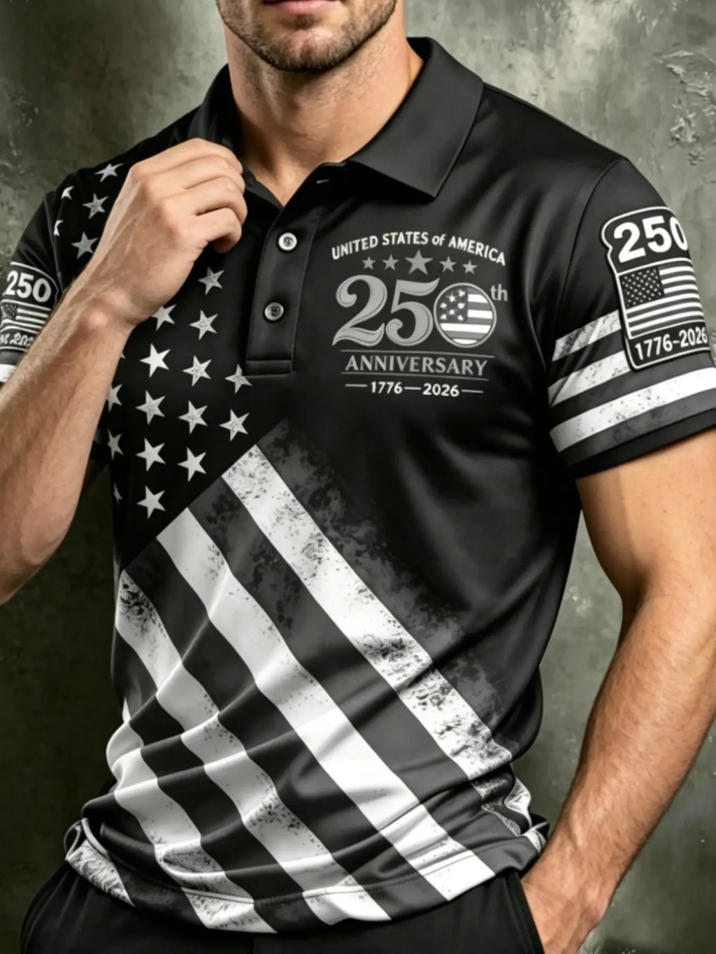 Unisex Casual 250Th Anniversary Celebration Short Sleeved Polo Shirt