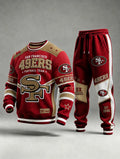 Unisex Casual Football Print Sweatershirt Set