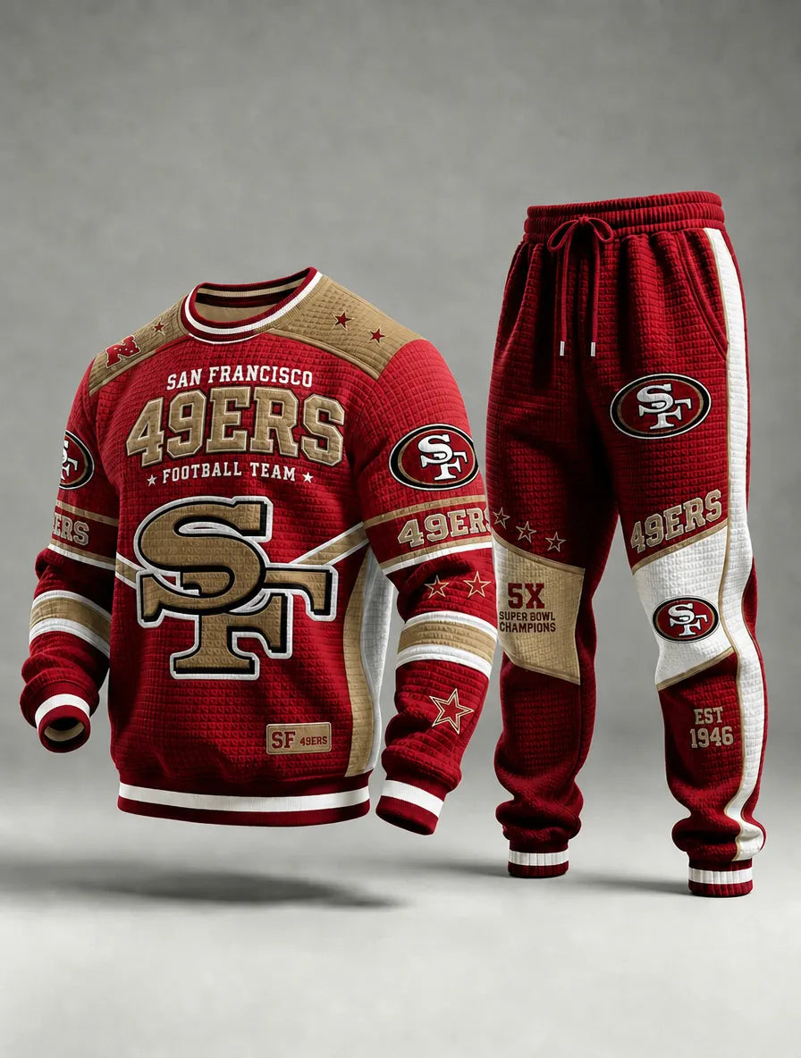 Unisex Casual Football Print Sweatershirt Set