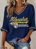 Women's Baseball Print T-Shirt