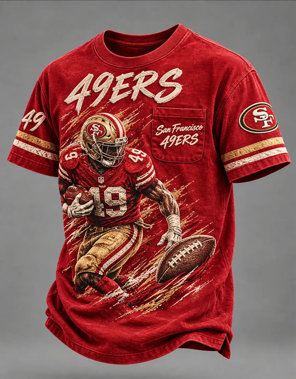 Men's Vintage Football Graphic Pocket T-Shirt