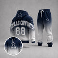 Casual Football Print Long Sleeve Drawstring Tracksuit Hoodie Set