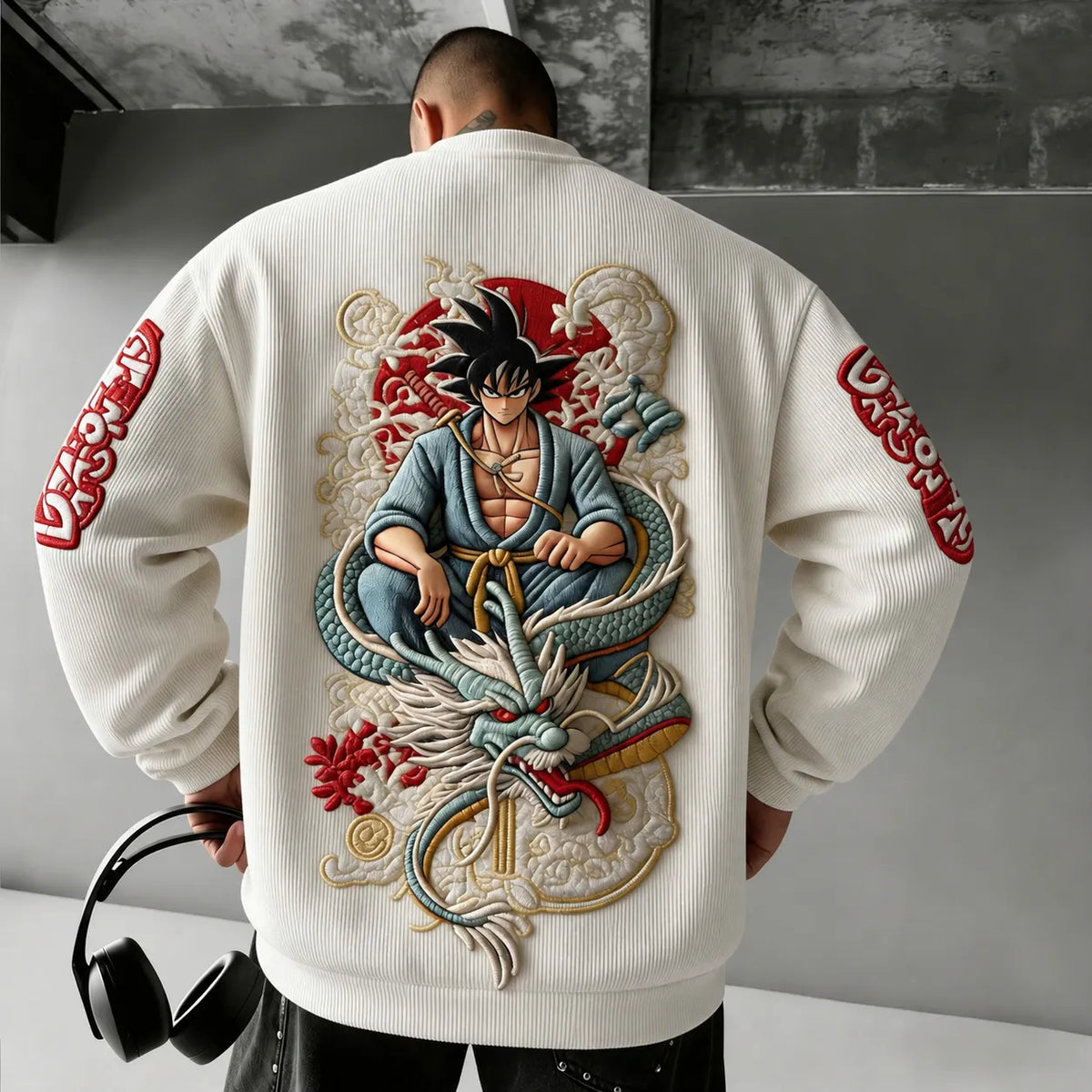 Unisex Retro Corduroy Sweatshirt In Anime Style