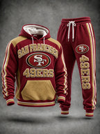 Unisex Casual Football Print Hoodies Set