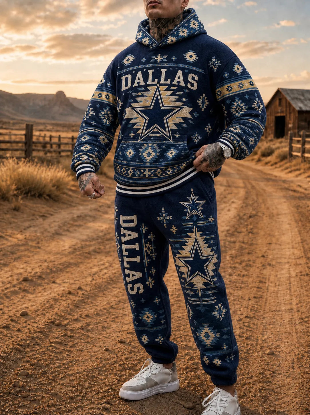 Unisex Casual Football Print Hoodies Set