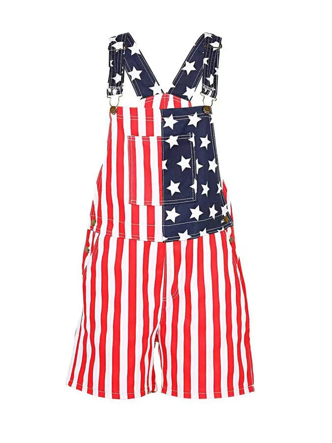 Unisex Retro American Flag Independence Day 250Th Anniversary Commemorative Classic Print Adjustable Shoulder Strap Waistband Shorts