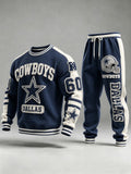 Unisex Vintage Football‐Inspired Print Sweatershirt Set