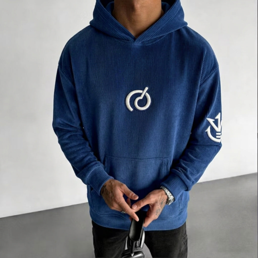Unisex Oversized Casual Anime-print Corduroy Hoodie