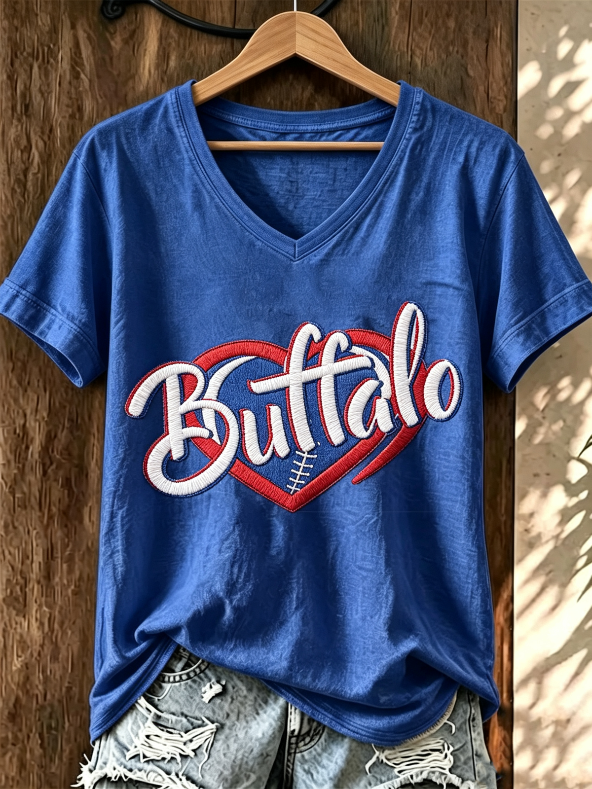 Women's Casual Football Print T-Shirt
