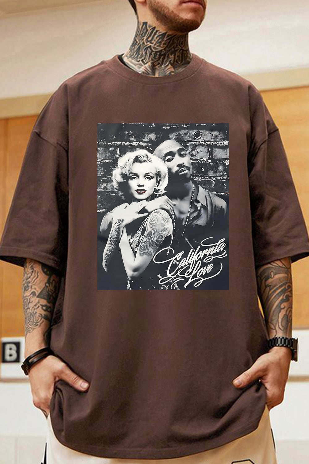 Marilyn Monroe and Tupac Shakur Graphic Tee For Men