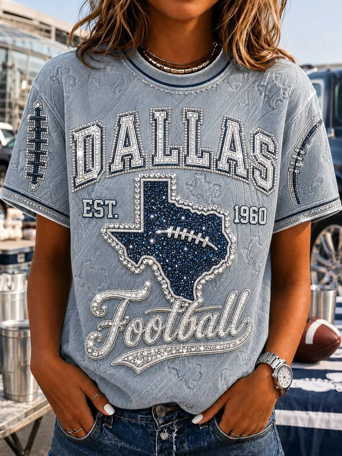 Women's Casual Football Print T-Shirt