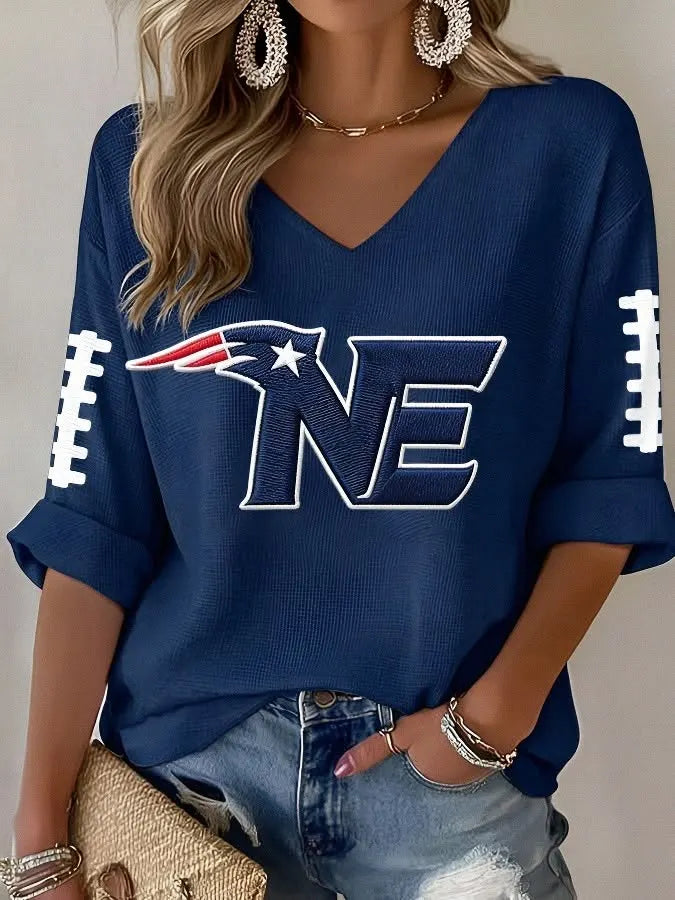Women's Casual Football Print T-Shirt