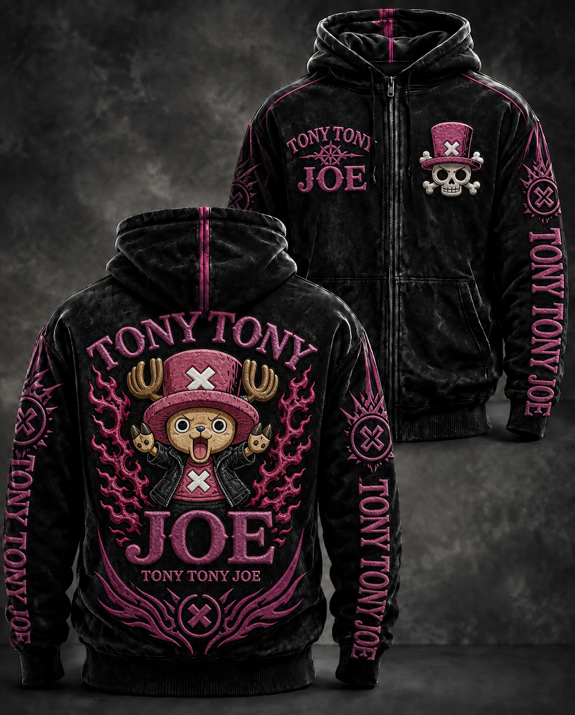 Anime Reindeer Graphic Print Full Zip Hoodie