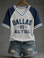 Women's Casual Football Print T-Shirt
