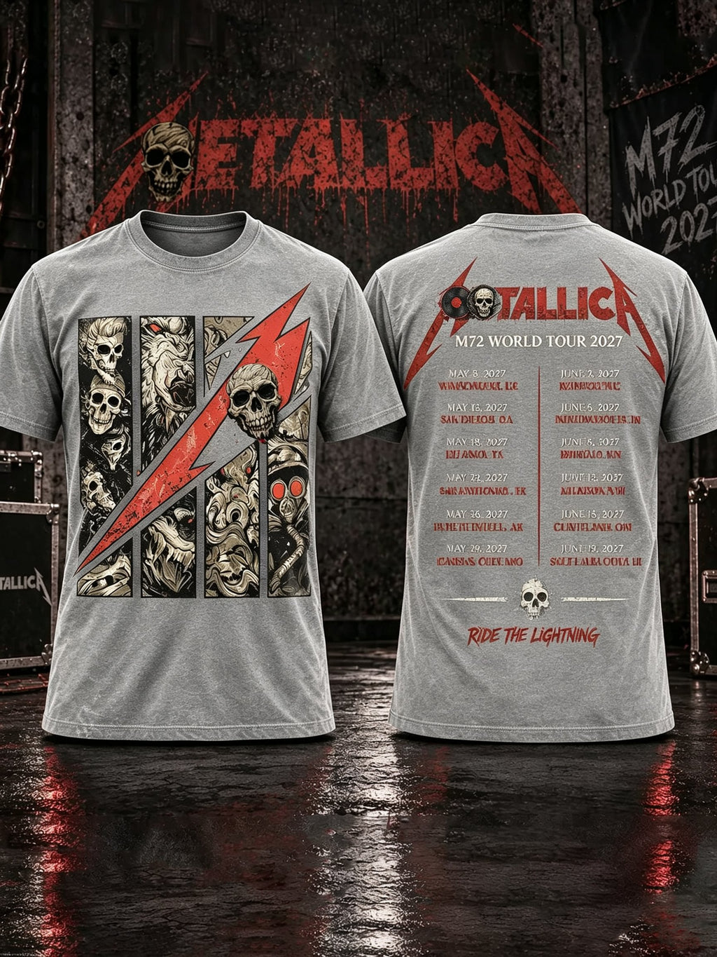 Men's Short-Sleeve T-Shirt with Music Tour Print