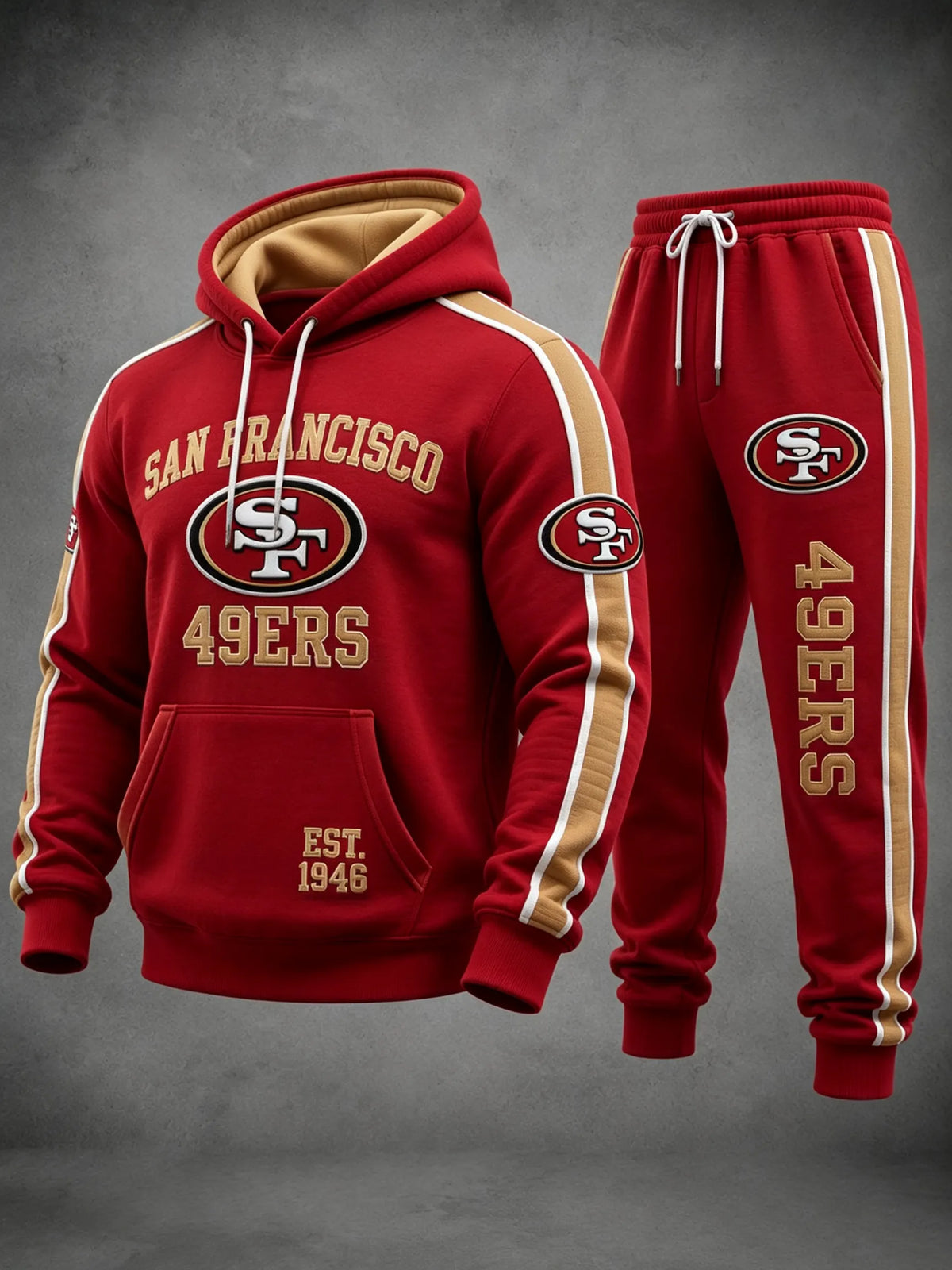 Unisex Casual Football Print Hoodies Set