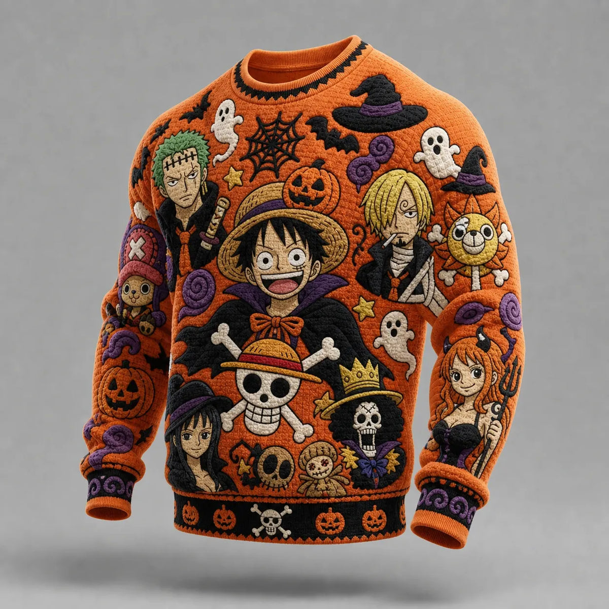 Halloween Anime Themed Crew Neck Knit Sweater