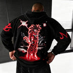 Unisex Oversized Casual Anime-print Corduroy Hoodie