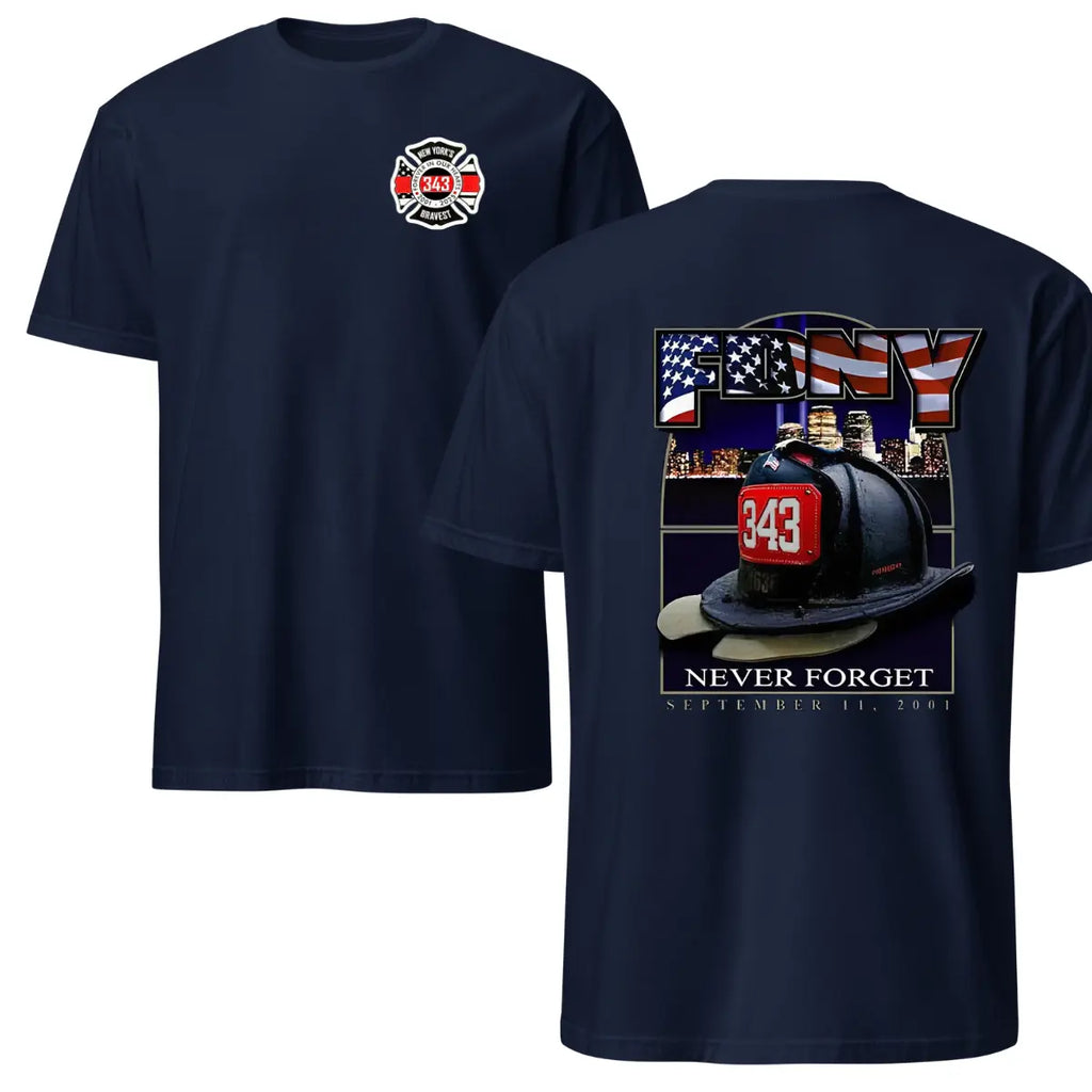 343 Firefighter Memorial T-Shirt, 9/11 Never Forget Tribute Tee