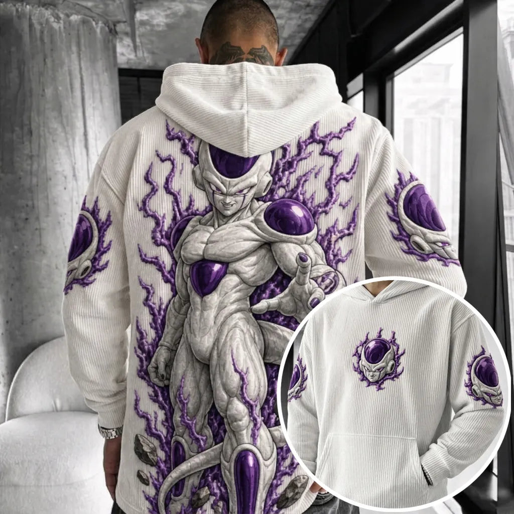 Unisex Oversized Casual Anime-print Corduroy Hoodie