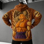 Unisex Oversized Casual Anime-print Corduroy Hoodie