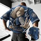 Unisex Anime-Style Retro Corduroy Oversized T-Shirt