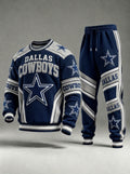 Unisex Casual Football Print Sweatershirt Set
