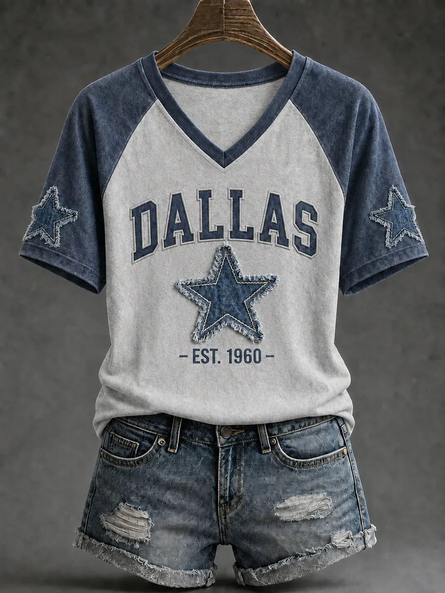 Women's Casual Football Print T-Shirt