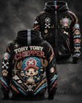 Anime Graphic Print Full Zip Hoodie