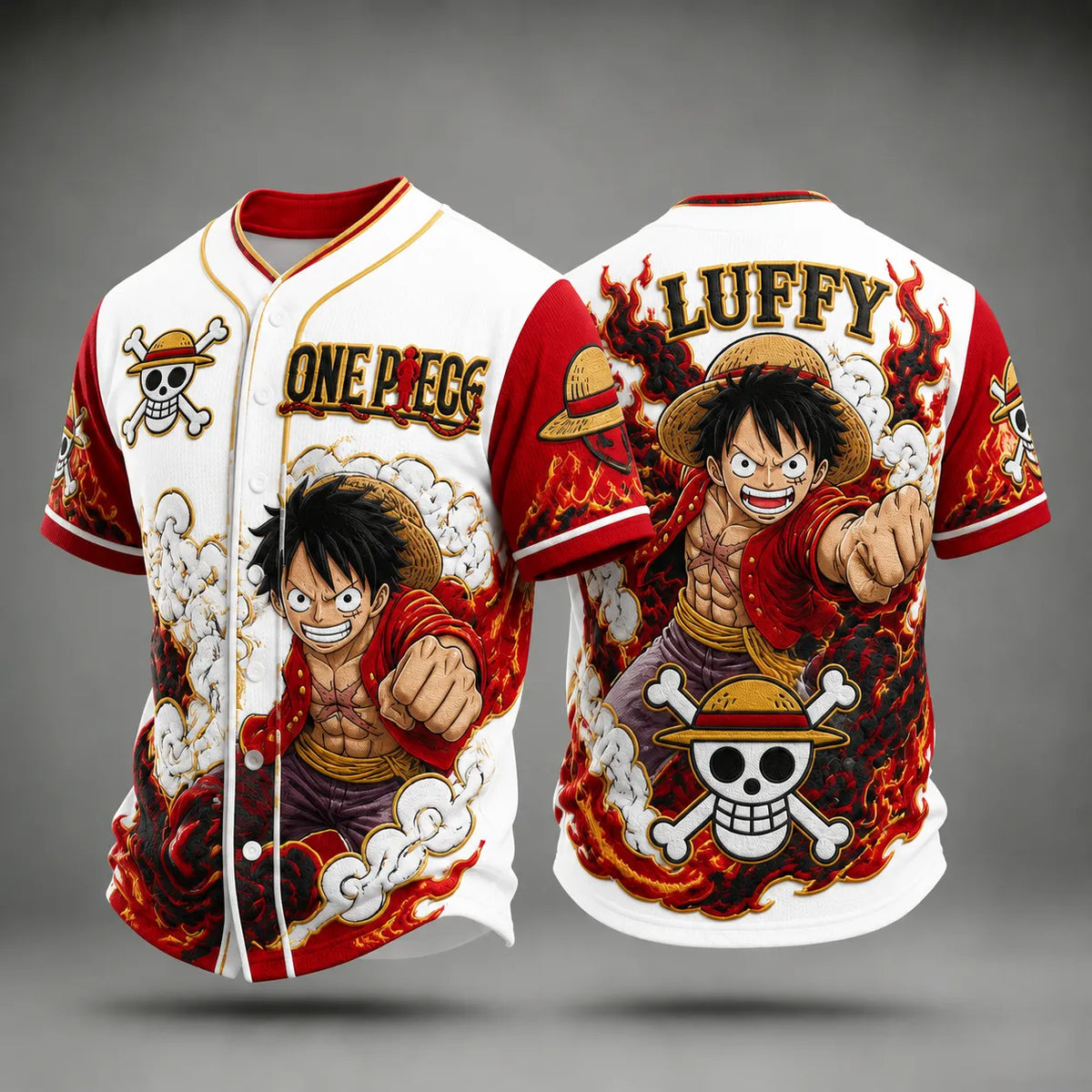 Men's Anime Graphic Short Sleeve Baseball Jersey Shirt