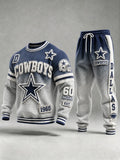 Unisex Vintage Football‐Inspired Print Sweatershirt Set