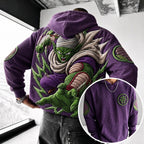Unisex Oversized Casual Anime-print Corduroy Hoodie
