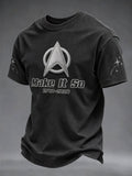 Men's Live Long And Prosper Print Round Neck T-shirt