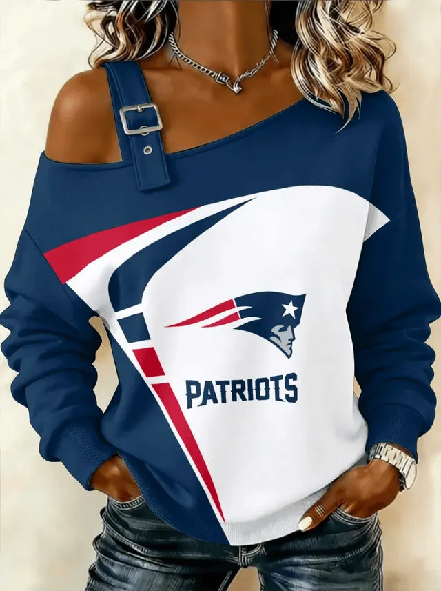 Women's Football Football Art Print Off-Shoulder Long Sleeve Top