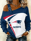 Women's Football Football Art Print Off-Shoulder Long Sleeve Top