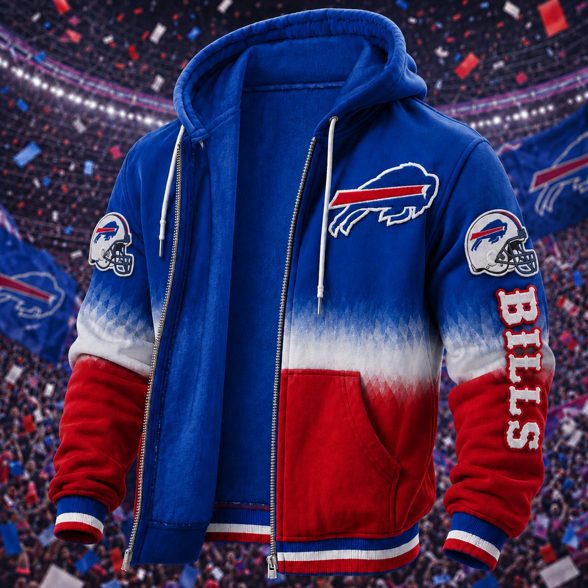 Men's Football Print Hoodie Jacket