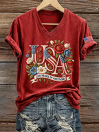 Women's 250th Anniversary Freedom Print V-Neck T-Shirt