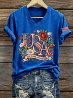 Women's 250th Anniversary Freedom Print V-Neck T-Shirt